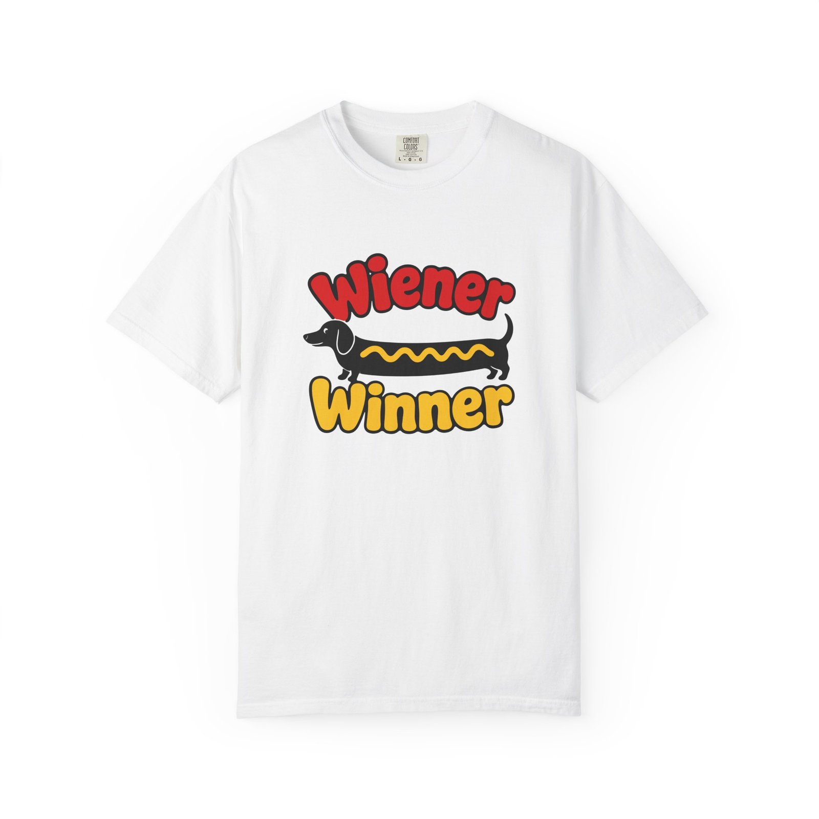 2853709081885936257_2048-1.jpeg Wiener Winner dachshund hot dog T-shirt | Cute dog typography tee - Image 1
