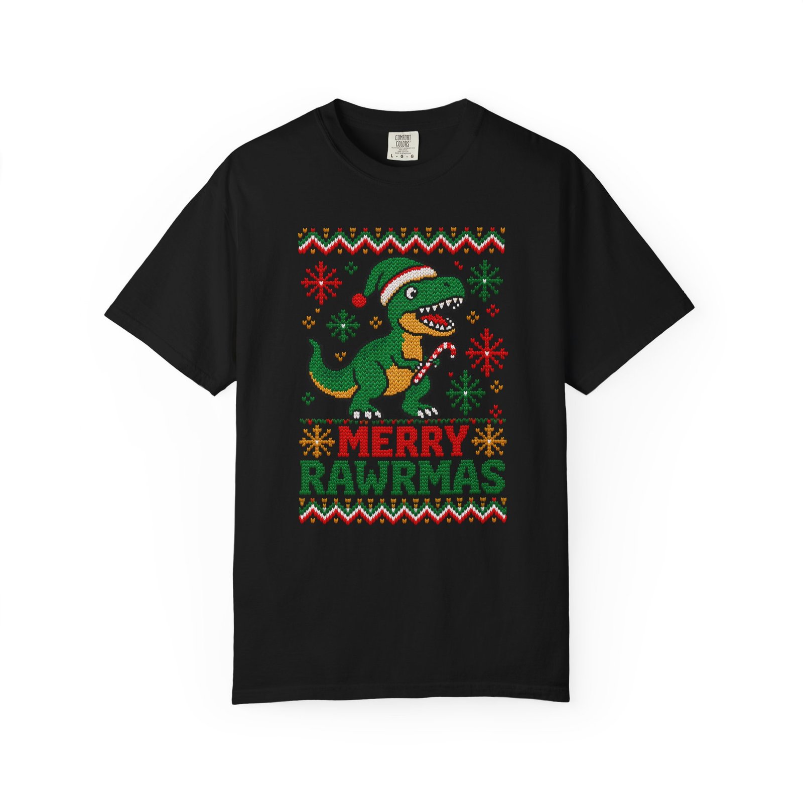 11960130099709899899_2048-1.jpeg Merry Rawrmas Christmas Dinosaur T-Shirt - Image 1