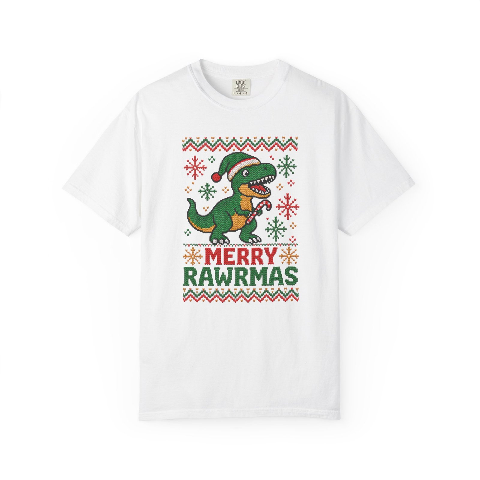 3779590341407206284_2048.jpeg Merry Rawrmas Christmas Dinosaur T-Shirt - Image 1